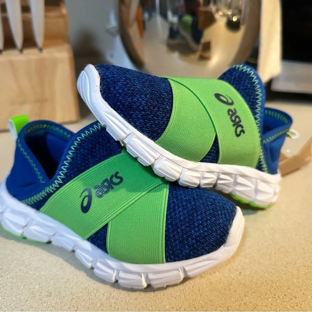 Asics Kids' Vibrant Blue and Lime Sneakers